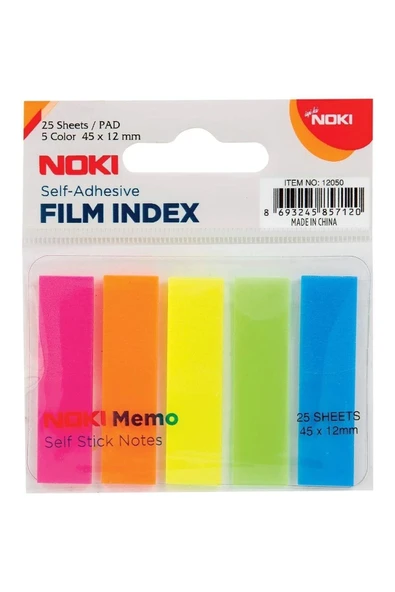 Noki Memo Film Index 5 Renk 12x45mm 25 Yp. 12050 Yapışkan Notluk - 1