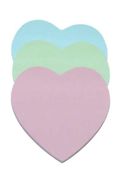 Südor Yapışkanlı Not Kağıdı Kalp Şekilli Pastel Renkler 3 Renkli Index ürün görseli 1