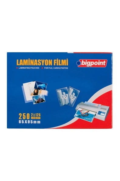 Bigpoint Laminasyon Filmi 65x95mm 125 Mikron 100'lü Kutu - 1
