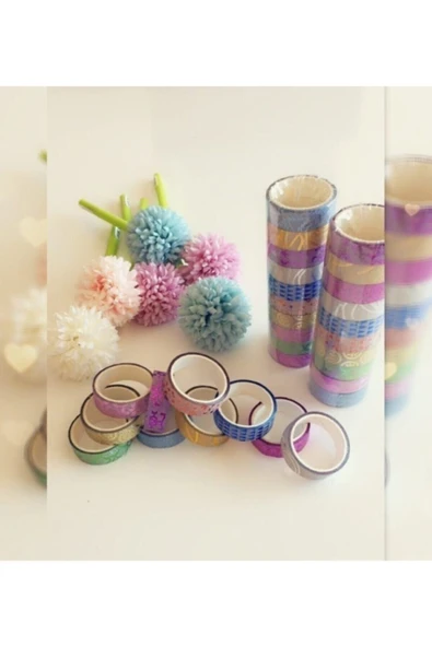 ÇOK ŞEKER BİR YER Renkli Desenli Simli Bant ürün görseli 1