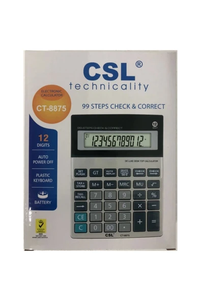 Caslo Ct-8875 12 Hane Hesap Makinesi Metal Yüzey - 1