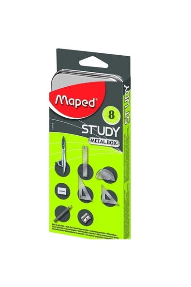 Maped Study Nikel Metal Kutu 8li Pergel Takımı / 119418 - 1