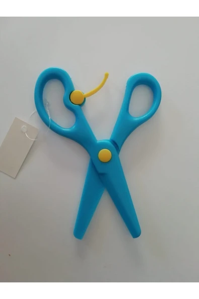 Südor Çocuklar Için Korumalı Mavi Plastik Kağıt Makas - 1
