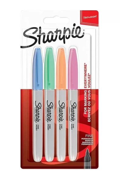 Sharpie Fine Permanent Markör 4'Lü Paket, Pastel Renkler - 1