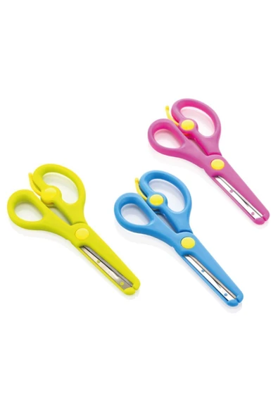 Little Fish 2li Çocuk Makası Küt Uçlu Yaylı Plastik Korumalı Okul Öğrenci Makası - 2