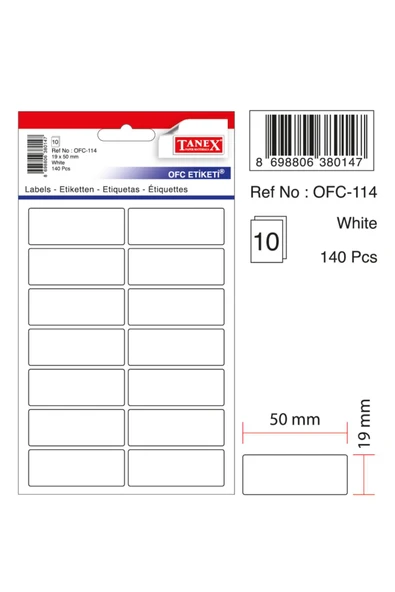 Tanex Ofc-114 Beyaz Ofis Etiketi ürün görseli 1