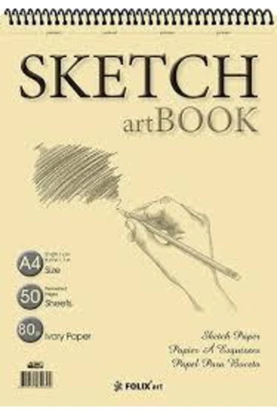 SKETCH BOOK Folıx Art Sketchbook Ivory Spiralli A4 Çizim Ve Eskiz Defter 50 Yaprak 90gr. - 1