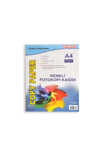 Globox Renkli Fotokopi Kağıdı 100 Lü - 1