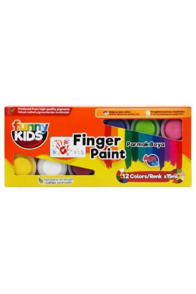Rich Funny Kids 12 Renk Parmak Boyası 12x15 Ml ürün görseli 1