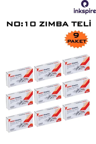 inkspire Beyaz Zımba Teli No:10 1000 Li 9 Paket Küçük Boy Gri Renk Numara 10 Tel Zımba Gümüş Gri Noki ürün görseli 1