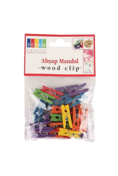 Südor Renkli Ahşap Mandal Küçük Mini Mandal (30 Adet) Bs-99 ürün görseli 1