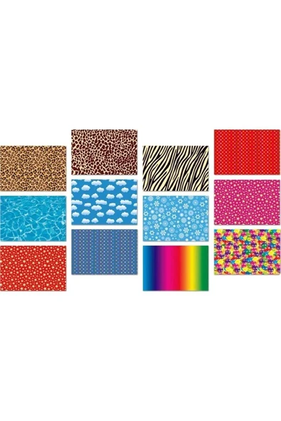 KESKİN COLOR Keskin Color Fon Kartonu 12 Li 35 x 50 CM Karışık Renk Desenli Fon Kartonu - 2