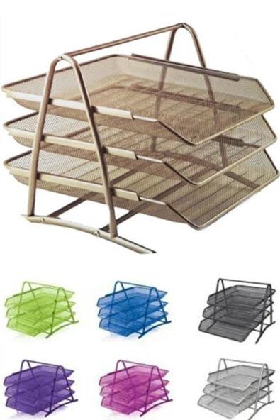 easyso 3'lü Siyah Evrak Rafı - Dosyalık - 3 Katlı Evrak Rafı - Metal Evrak Rafı - 3