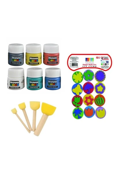 Nova Color Parmak Boyası Seti Pon Pon Fırçalı Baskı Kalıplı ürün görseli 1