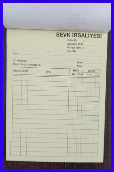 Pastel Sevk Irsaliyesi (14x20 Cm Ölçülerinde A5) Otokopili 2/50 2 Nüsha (1 Asıl 1 Suret) 24 Adet - 2