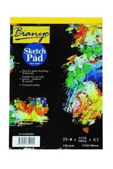 Bianyo Sketch Pad Eskiz Defteri Siyah A5 25 Yaprak 140 Gr - 1