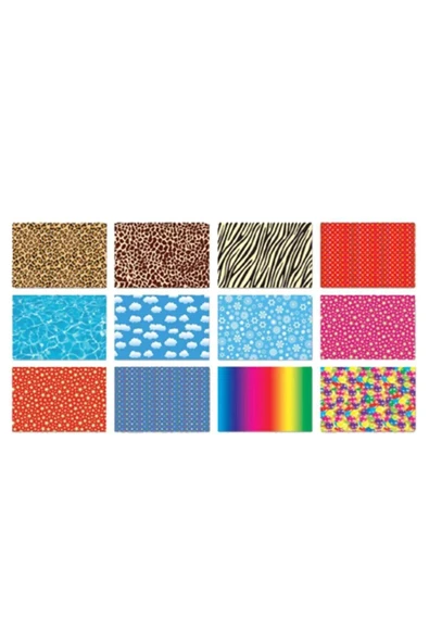KESKİN COLOR Keskin Color Fon Kartonu 12 Li 35 x 50 CM Karışık Renk Desenli Fon Kartonu - 1