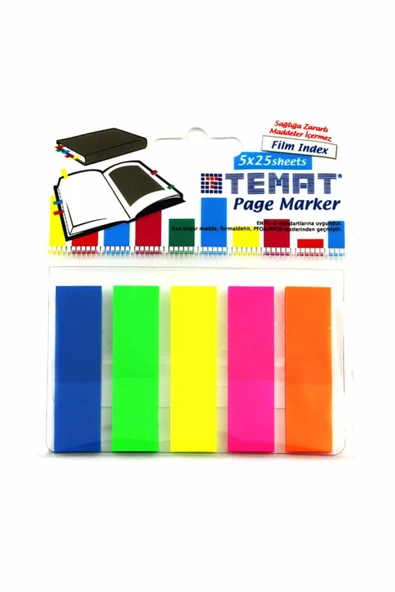 Temat 45X12 İndex Yapışkanlı Ayraç 5X25 Yp. 10861 - 1