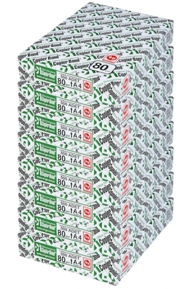 Copier bond (VE-GE) (COPİERBOND) A4 80gr/m2 Fotokopi Kağıdı 4000 Adet (8PK*500) - 1