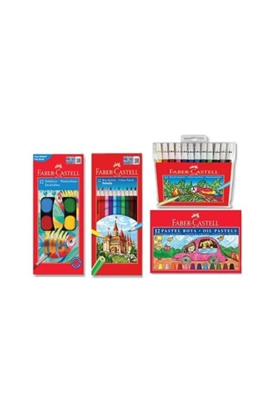 Faber Castell 4'lü Boya Seti (12'Lİ KURU-SULU-PASTEL-KEÇELİ BOYA) B.s ürün görseli 1