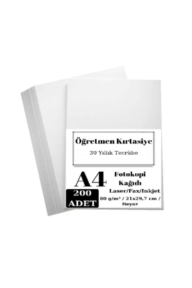 Öğretmen Kırtasiye A4 Fotokopi Kağıdı 200'lü Paket 80 Gr ürün görseli 1