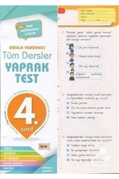 Element Yayınları 4. Sınıf Tüm Dersler Yaprak Test 47 Test 703 Soru - 1