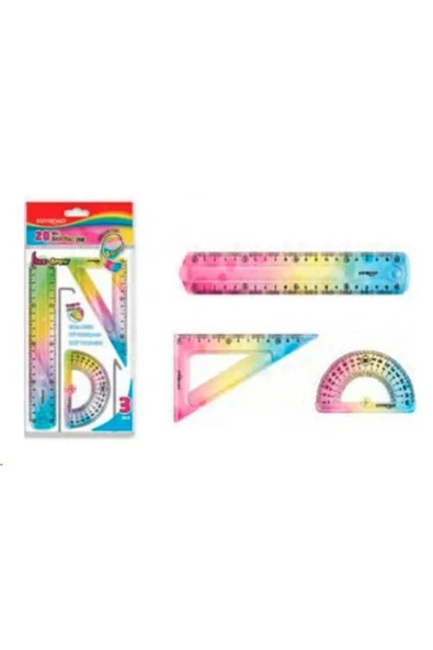 KEYROAD ( Esnek ) Çizim Seti Flexıble 20cm Cetvelli Gökkuşağı - 2
