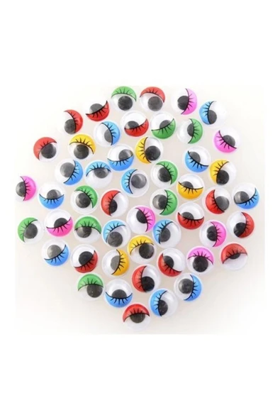Vagon Renkli Oynar Göz Kirpikli 15 mm 60 Adet ürün görseli 1