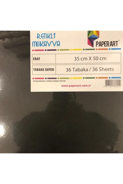 Paperart Renkli Mukavva 35x50 Cm Siyah 1,0 Mm 36 Lı (1 Paket 36 Adet) - 1