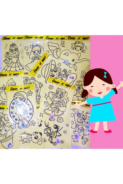 Erbek 10 Adet Kız Model A4 Boyutunda Kum Boyama Seti ürün görseli 1