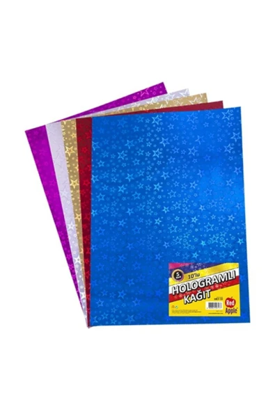 hobi24 Red Apple A4 10'lu Yıldızlı Hologramlı Kağıt ürün görseli 1