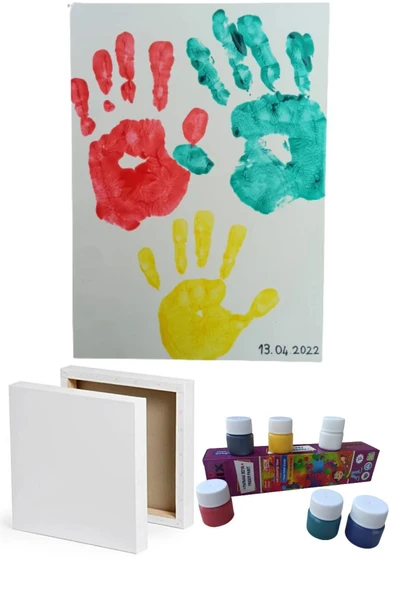 Südor Bebek El Ayak Izi Baskı Seti Hatıra Seti Hobi Tuval Parmak Boyası ürün görseli 1