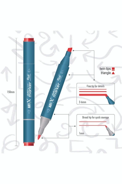 Rich Art-x Sketch Marker Çift Taraflı Kalem Seti 24 - 5