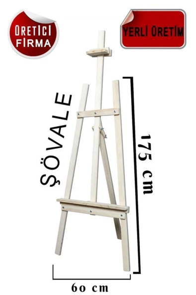 Cem Resim Şövalesi Ahşap Şövale 60 X 175cm Naturel Çam