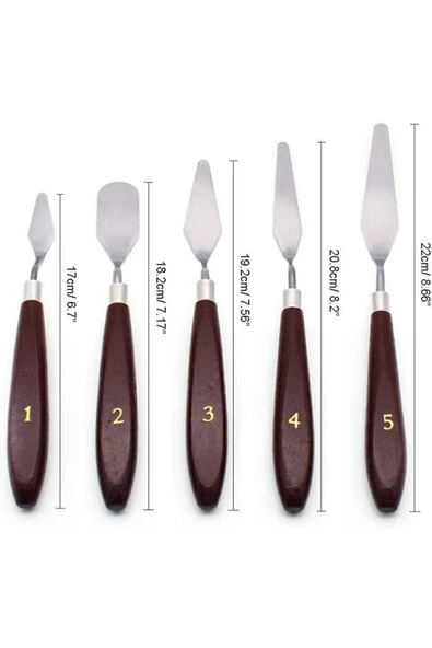 Balmira Resim Spatula Seti 5'li, Yağlı Boya, Akrilik Boya, Tuval Için Metal Spatula 5'li - 2