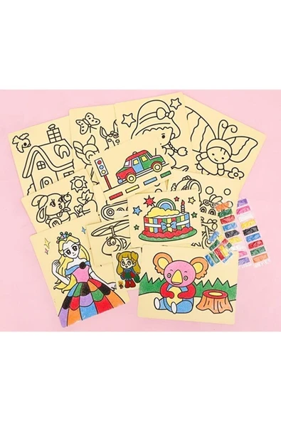 AYMAGNET 50 Adet, Büyük Boy, Kum Boyama Seti, A4 Boyutunda, Kum Boyama Çalışması, Etkinlik 50 ürün görseli 1