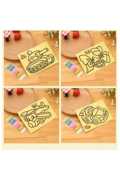 Dem Ticaret A4 Boyutunda 5 Adet Kum Boyama Seti, Büyük Boy Kum Boyama Seti ürün görseli 1