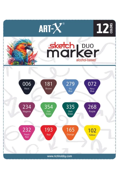 Rich Art-x Sketch Marker Çift Taraflı Kalem Seti 12 - 4