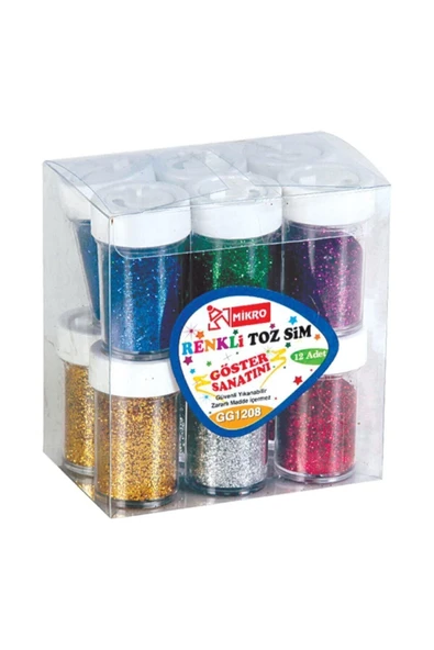 Mikro Renkli Toz Sim Tuzluk Şekilli Karışık 1 Paket ( 12 Adet ) - 1
