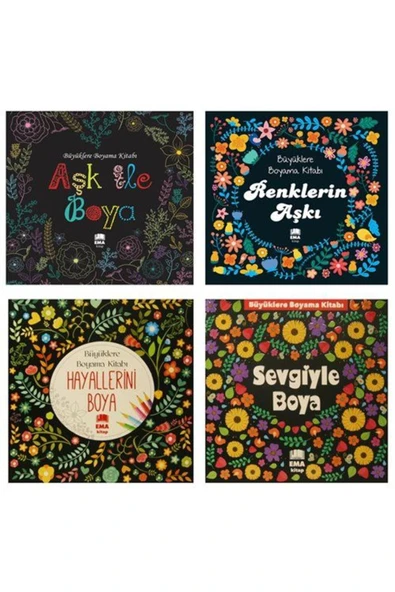 Ema Kitap Büyüklere Boyama Seti Renklerin Ve Aşkın Hayallerde Buluşması 4 Kitap & Evde Kal Sağlıklı Kal