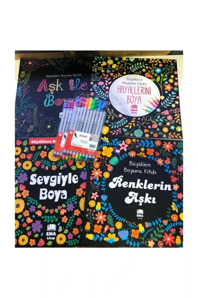 ONE SPRAY TATTOO Büyükler Için Boyama Kitabı 4 Kitap 4 Kutu Boya Seti M.s - 1