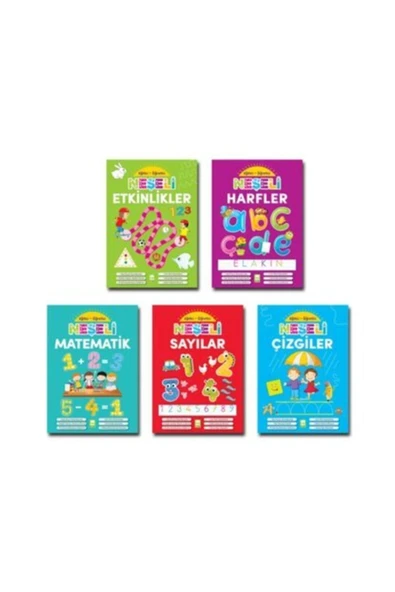 Beyaz Balina Yayınları 5'li Set Okul Öncesi Neşeli Eğitici Öğretici Etkinlikler Matematik Sayılar Çizgiler - 1