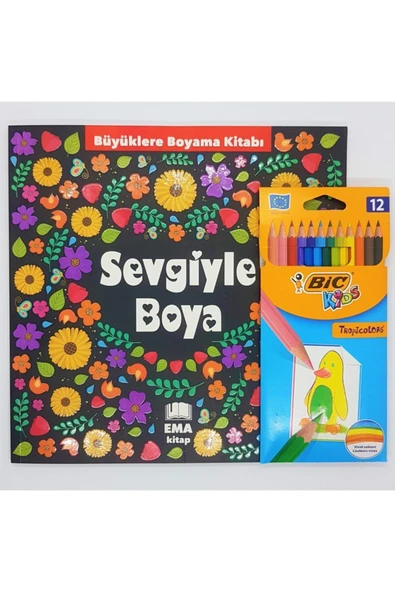 Ema Kitap Ema Büyükler Için Boyama Kitabı Ve Bic 12li Boya Kalemi - 1