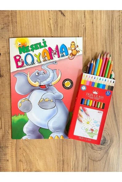 TRİX CLASS Boya Kalemi 12’li Uzun Boy+ Neşeli Boyama Kitabı - 1