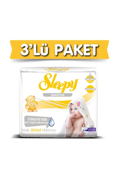 Sleepy 3'lü Sensitive Islak Havlu 50 Yaprak 3 Adet ürün görseli