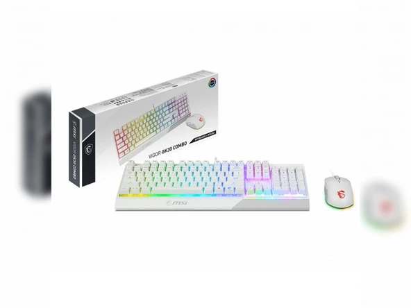 MSI Vigor GK30 Combo RGB Beyaz Kablolu Oyuncu Klavye Mouse Seti - 3