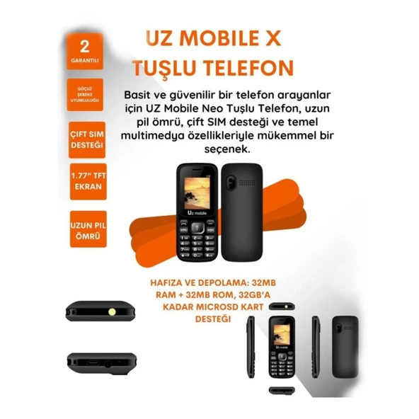 UZ Mobile Tuşlu Kamerasız Asker Telefonu - (BTK Kayıtlı) - 2