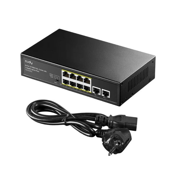 Cudy FS1010PG 8 Port 10/100 Yönetilemez +2 Port Gigabit Desktop (8 Port Poe+) 120W Switch - 4