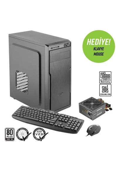 Green Ava Plus Skd 1X120MM 2x2.0 USB Bilgisayar Kasası (350W 80+ Standart Sertifikalı UPS)