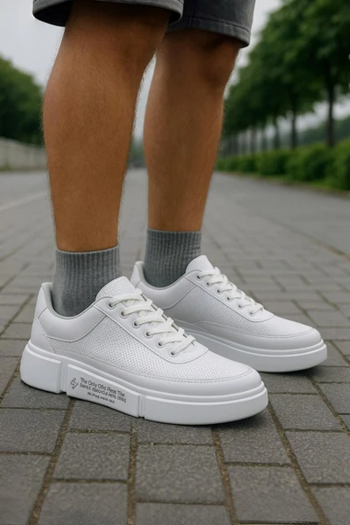Günlük Erkek Spor Ayakkabı Bağcıklı Dikiş Detaylı Hafif Kalın Yüksek Taban Sneaker MC06 - 9